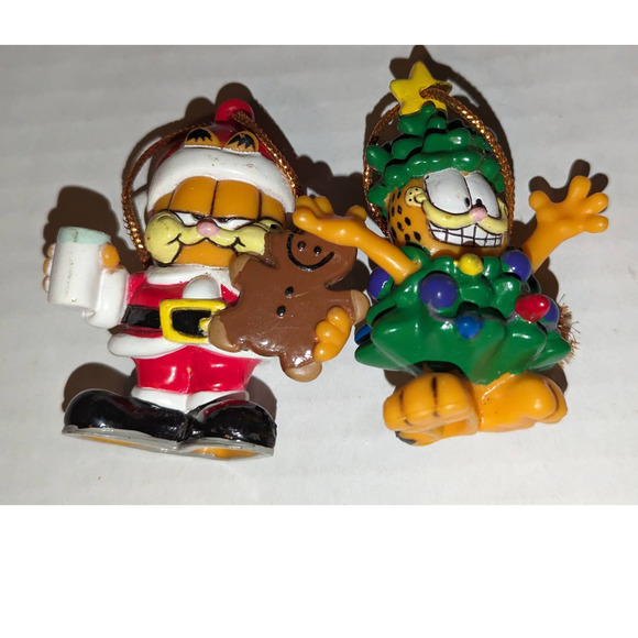2 Vintage Collectible Garfield Christmas Ornaments Rare Gingerbread Man Tree - Picture 7 of 7